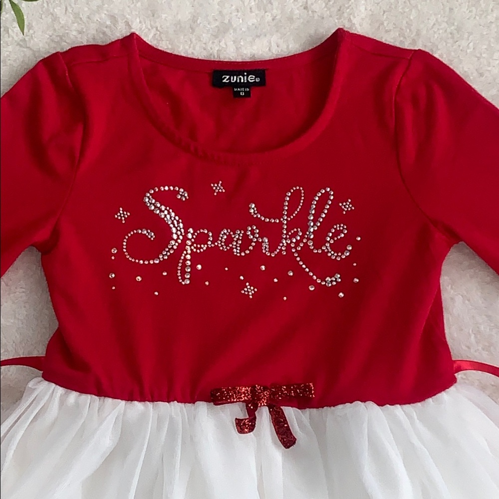 Zunie Red “Sparkle” Holiday Dress 6 EUC Christmas - Picture 2 of 12